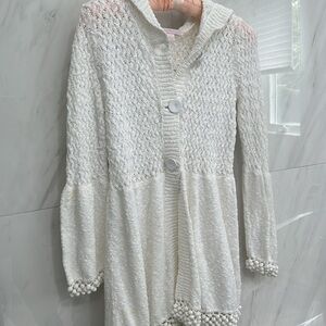 Rebecca Taylor Cotton Cardigan with pom-poms